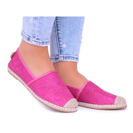 Lu Boo Damen Espadrilles Slip On Fuchsia Brokat Miravet rosa