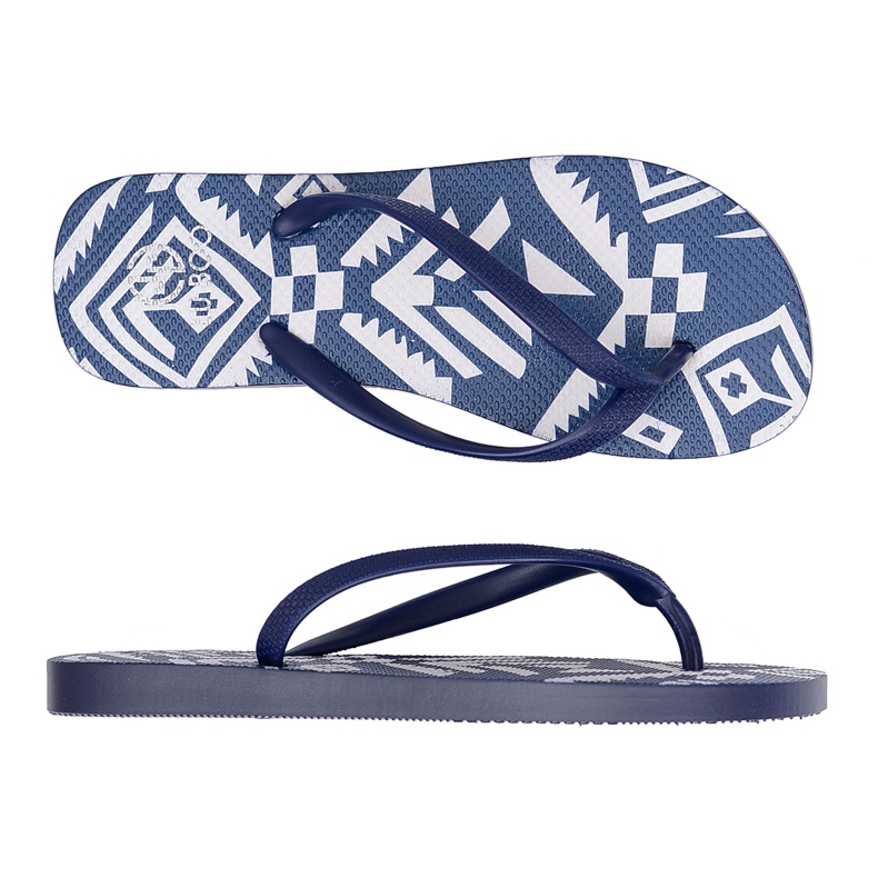 Lu Boo Damen Marineblau Aztec Flip Flops Havanna