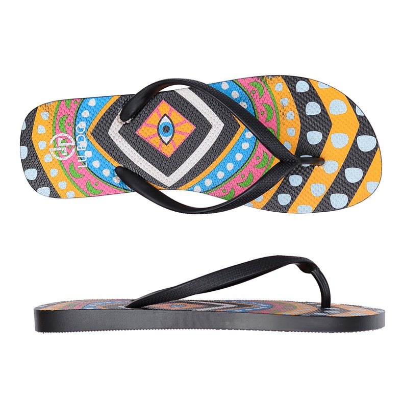 Lu Boo | Pin-up Schwarz Aztec Havanna Flip-Flops mehrfarbig