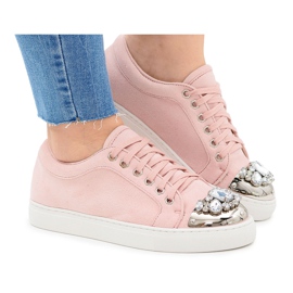 Lu Boo Sneakers mit glänzenden Puderrosa-Kristallen