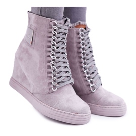 Damen Sneaker Lu Boo mit Ketten Wildleder Grau Monica
