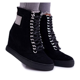Lu Boo | Wildleder schwarze Sneakers Monica Silver Chain