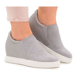 Lu Boo Sneakers für Damen mit durchbrochenen Kristallen Grau Simmi