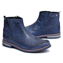 KOMODO Leder Herren Marineblau Booties Jodhpur Stiefel mit Reißverschluss Serni navy blau