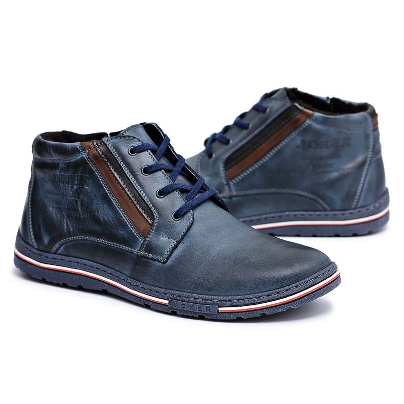 Joker Marineblaue Herren Brogues Stiefel mit Reißverschluss Cacado navy blau