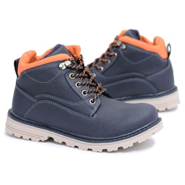Vico Warme Stiefel für Jungen in Marineblau mit Fleece Billy orange