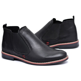 KOMODO Herren Chelsea Boots Schwarz Slip-on Oleg Rot