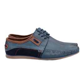 KOMODO Marineblaue Loafer aus polnischem Leder mit Schnürung für Herren Teodoro