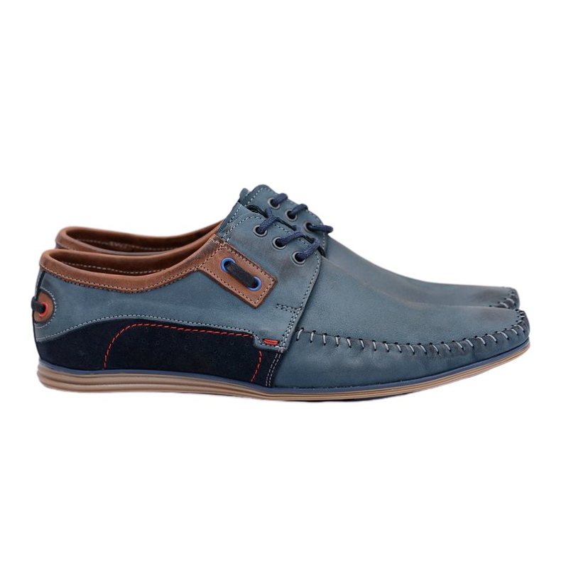 KOMODO Marineblaue Loafer aus polnischem Leder mit Schnürung für Herren Teodoro navy blau