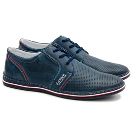 Joker Leder Herren Schnürschuhe Marineblau durchbrochene Schuhe Markos