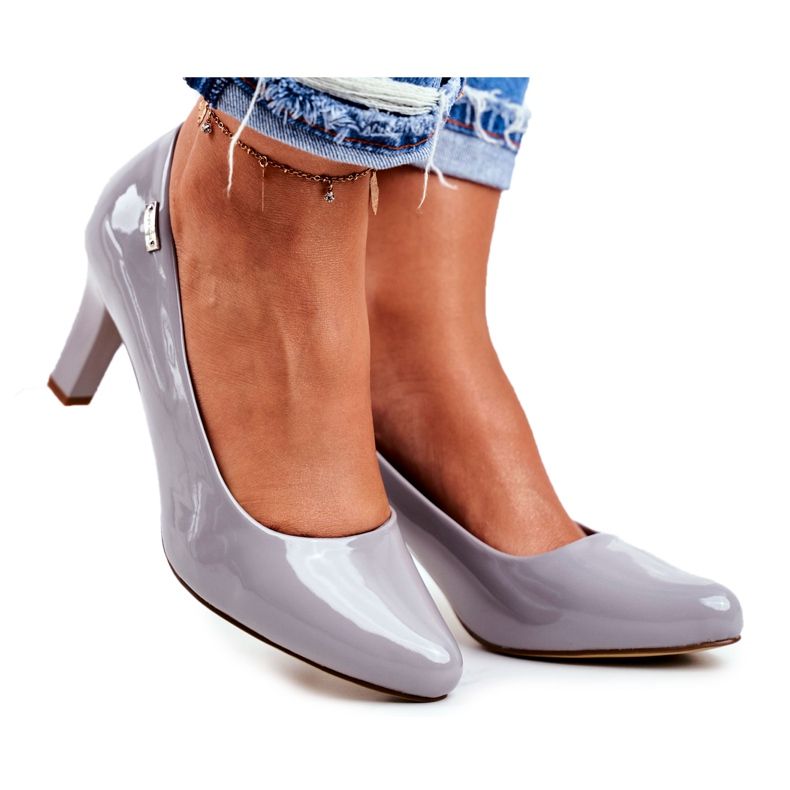 Damen Pumps Sergio Leone Grau Lackiert Orsola