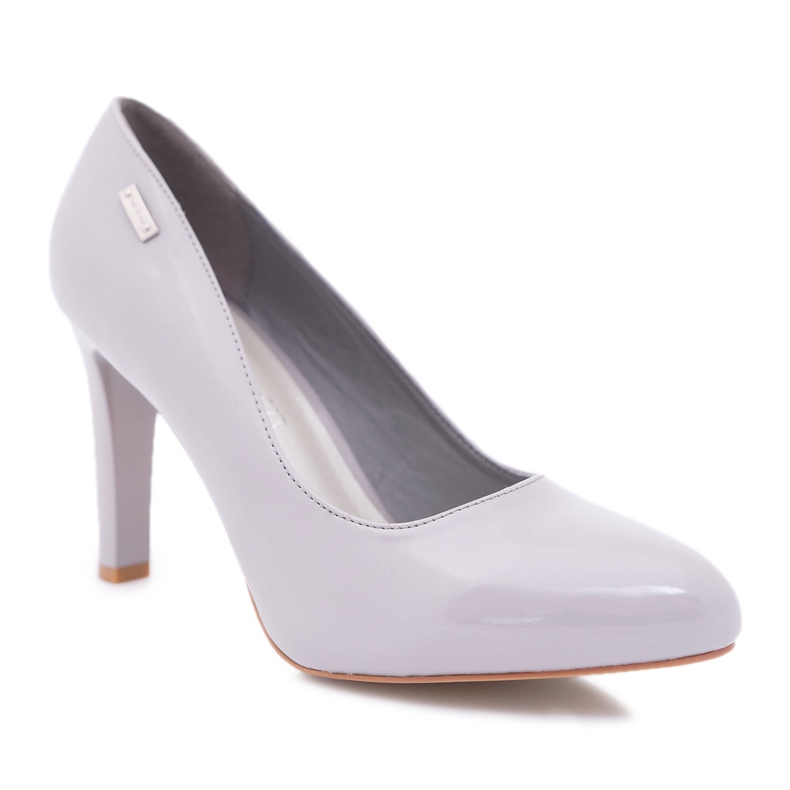 Sergio Leone Graue Damenpumps lackiert auf einer Campbell-Säule