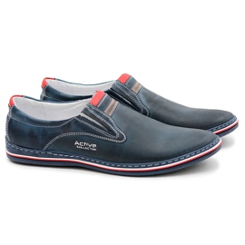 Joker Herren Slip-On Lederschuhe Granatapfel Mellos marineblau