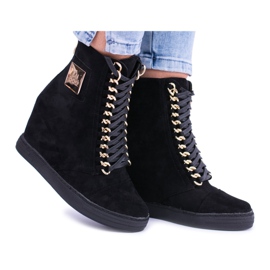 Damen Sneaker Lu Boo mit Ketten Wildleder Schwarz Monica