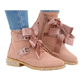 Lu Boo Powder Boots Camila mit Nieten Spikes Schleifen rosa