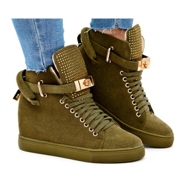 Damen Sneaker Lu Boo Wildleder Goldenes Vorhängeschloss Olive Elani grün