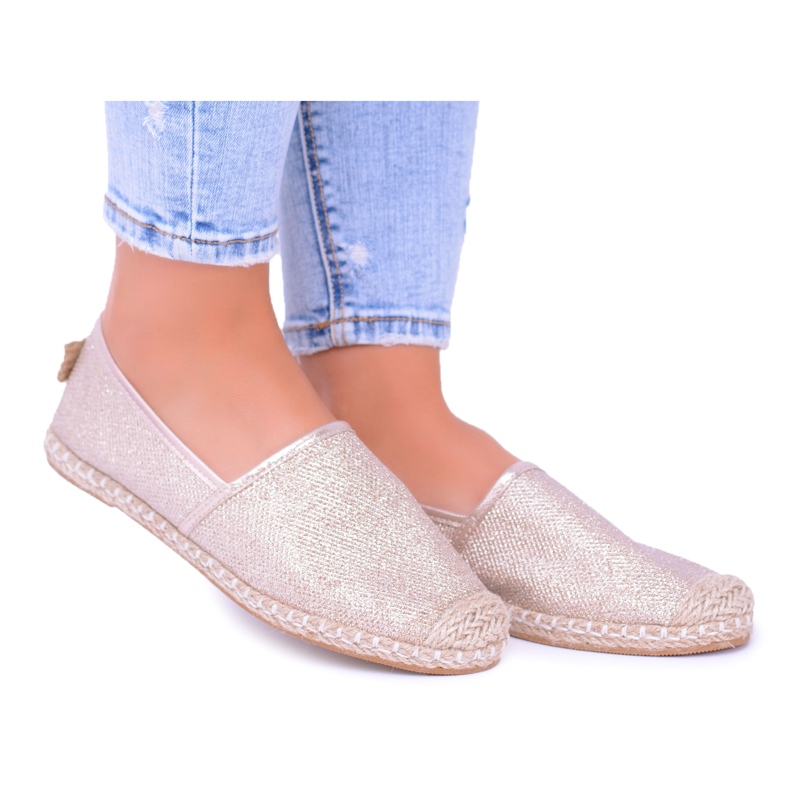 Lu Boo Golden Glitter Damen Espadrilles Slip On Miravet