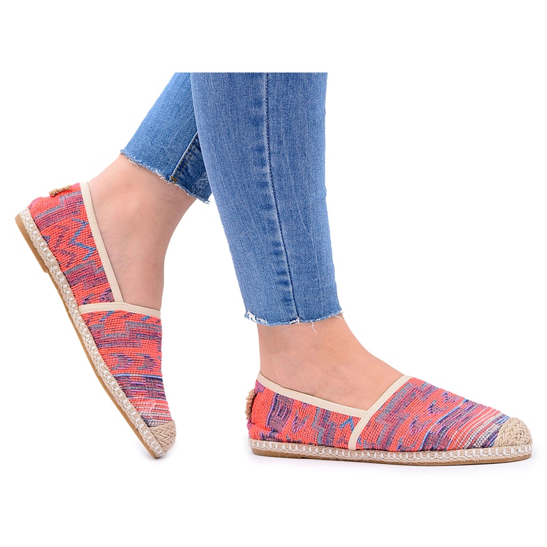 Lu Boo | Damen Leinen Espadrilles Aztec Coral Bimbi rosa