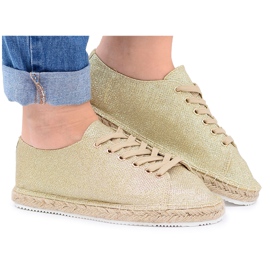 Lu Boo | Goldene Glitzer-Feen-Espadrilles aus Leinen