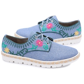 Kylie Crazy | Modische Sport-Damen-Sneakers Blumen Jeans Prim marineblau