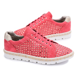 Kylie Crazy | Openwork Rot Damen Sneaker Espadrilles Aliante