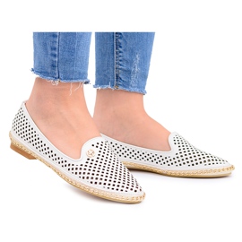 Lu Boo | Weiße Lordsy Stilvolle durchbrochene Ballerinas