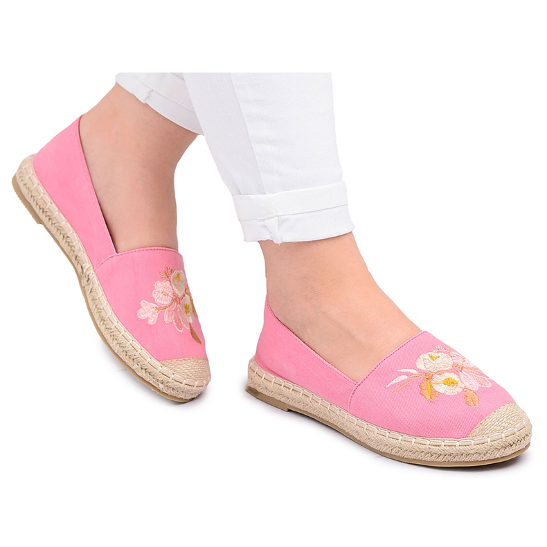 Stoff Rosa Damen Espadrilles Slip On Flowers Wild