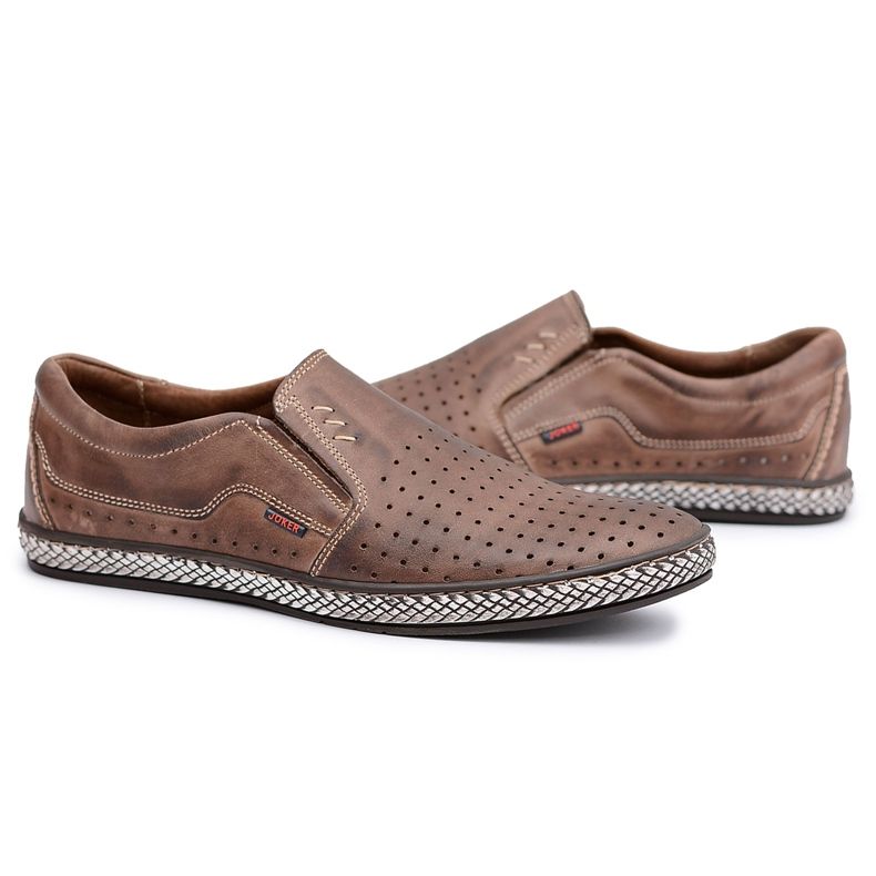 Joker Polish Slip On Braune Lederschuhe für Herren Bruno