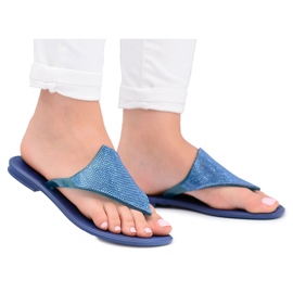 Lu Boo Rubber Damen Flip Flops mit Pailletten Anika navy blau