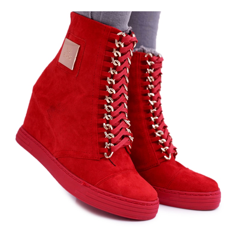 Damen Sneaker Lu Boo mit Ketten Wildleder Rot Monica