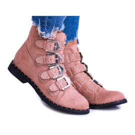 Lu Boo Rosa Stiefel Virginia Rock Star Nieten Schnallen Wildleder
