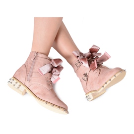 Lu Boo | Kinderstiefel mit Nietenschleifen LittleCamila Powder Pink rosa