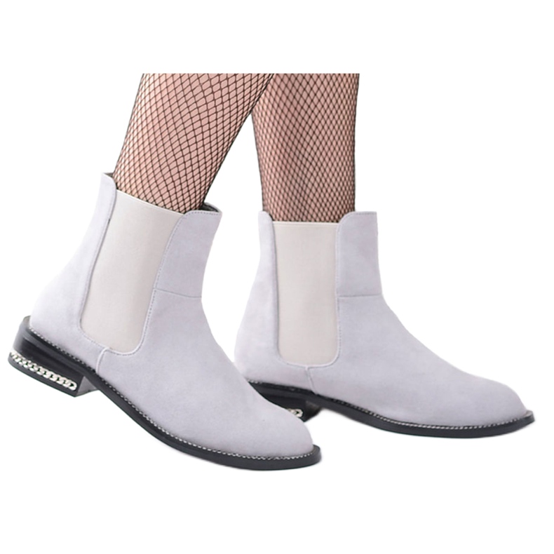 Graue Stiefeletten für Damen Jodhpur-Stiefel mit Ketten Lu Boo Tennes