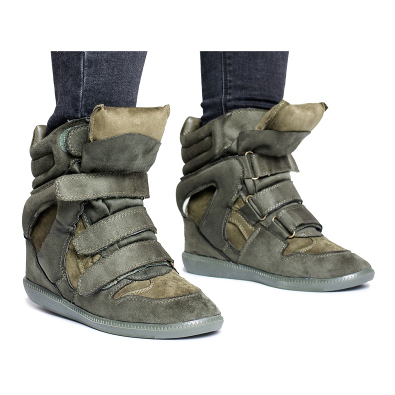 Lu Boo Sneakers für Damen mit Klettverschluss Wildleder Olive Alexis grün