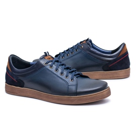 Marineblaue Leder Herren Sportschuhe Nikopol Design