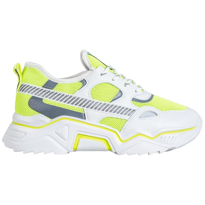 SHELOVET Neon-Turnschuhe weiß gelb