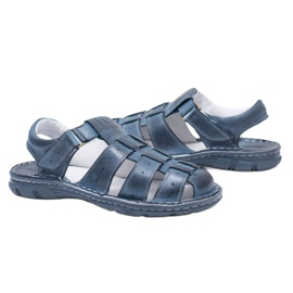 Joker Herren Leder Sandalen Marineblau Geschlossene Zehen Piter navy blau
