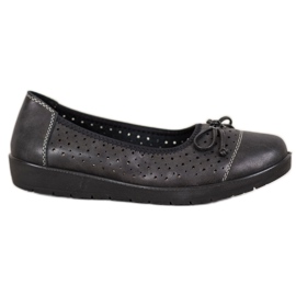 SHELOVET Durchbrochene Ballerina auf Paltform schwarz