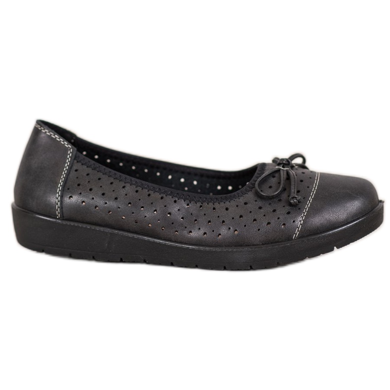 SHELOVET Durchbrochene Ballerina auf Paltform schwarz