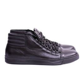 KENT Schwarze Torres Herren-Ledersneaker