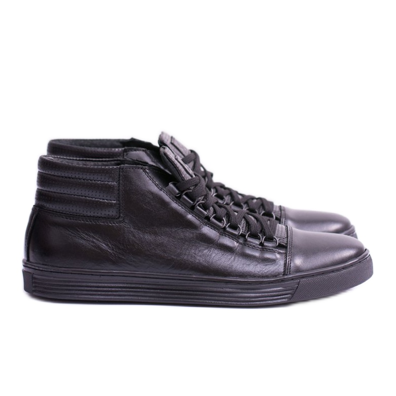 KENT Schwarze Torres Herren-Ledersneaker