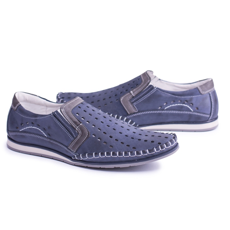 Iguana Herren Slip-On Leder Loafer Mesner Marineblau navy blau