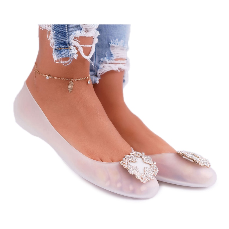 Lu Boo | Weiße Gummiballerinas Meliski Strasssteine ​​Palita