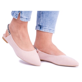 Lu Boo Rosa Wildleder Ballerinas in Spitz Strass Macron