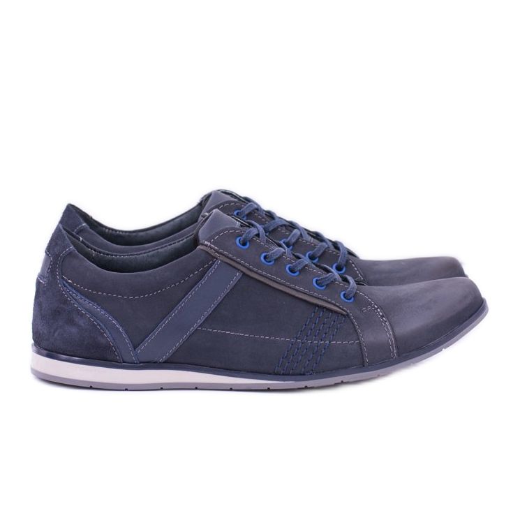 KOMODO Herren Denali Marineblaue Leder Brogues navy blau