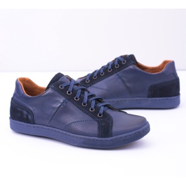 Neex Marineblaue Leder Herren Casual Ender Schuhe