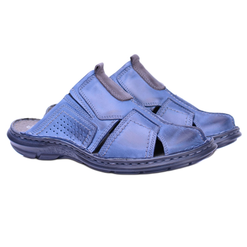 Polbut Milanos Hausschuhe aus Leder für Herren in Marineblau navy blau