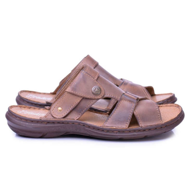 Polbut Leder Braune Herren Hausschuhe Sandalen Hideki