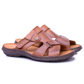 Polbut Braune Herren Hausschuhe Sandalen Hideki Leder