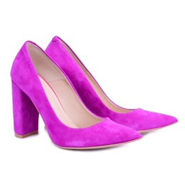Tymoteo Damen Pumps auf Lederabsatz Fuchsia Labell rosa